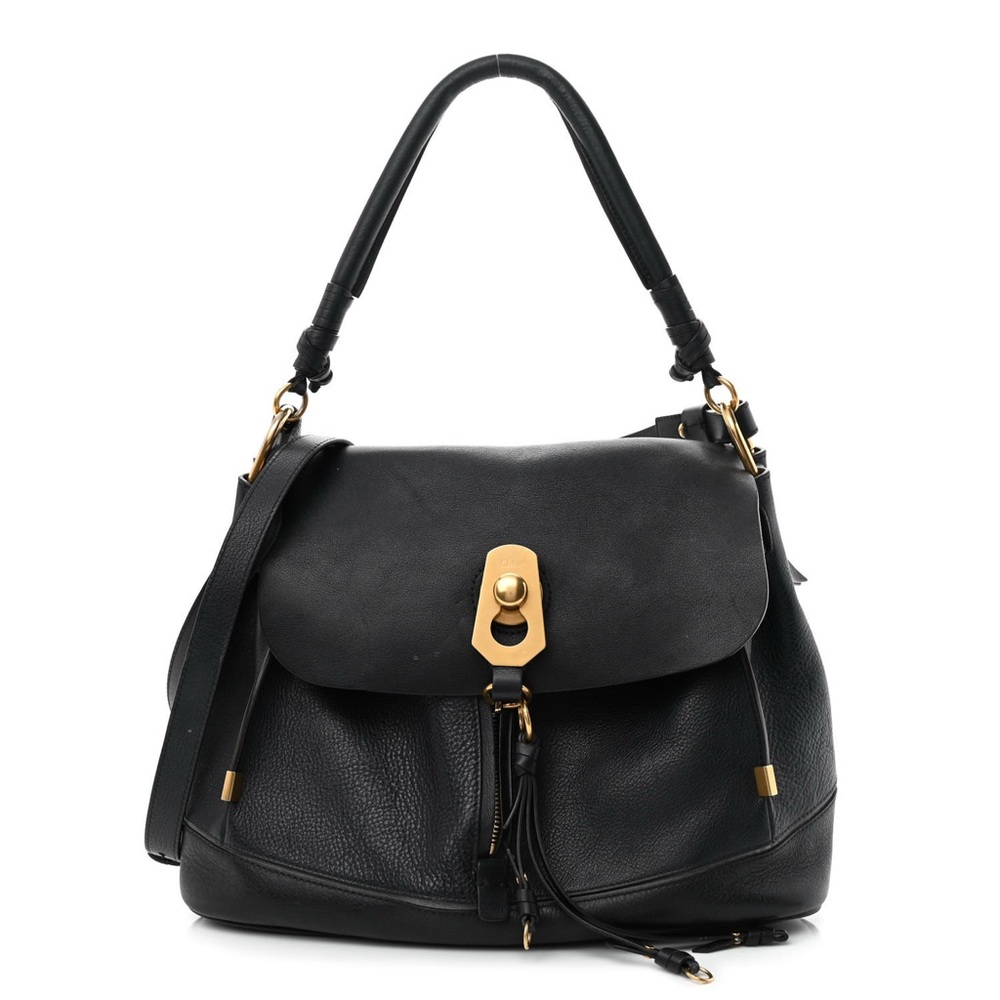 CHLOE Calfskin Medium Owen Flap Bag Full Blue